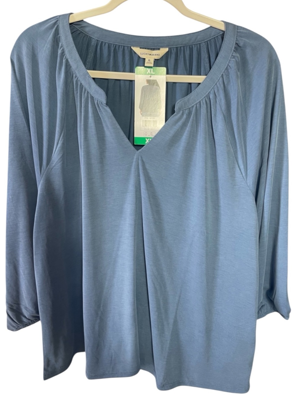 Lucky Brand Blue V-Neck Peasant Top - XL